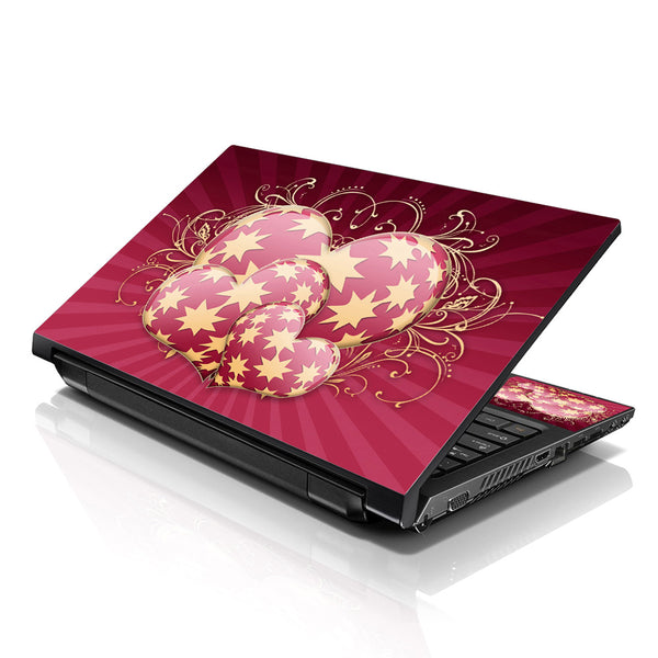 Laptop Notebook Skin Decal with 2 Matching Wrist Pads - Star Hearts