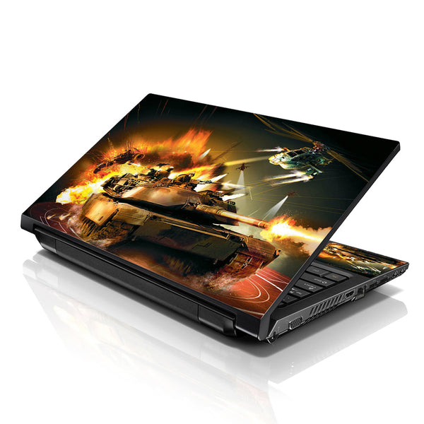 Laptop Notebook Skin Decal with 2 Matching Wrist Pads - Tank and Helicopter Explosion