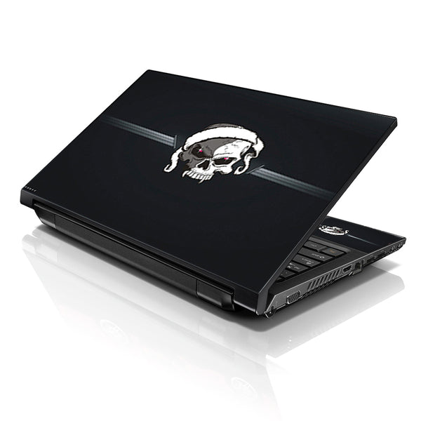 Laptop Notebook Skin Decal with 2 Matching Wrist Pads - White Skull