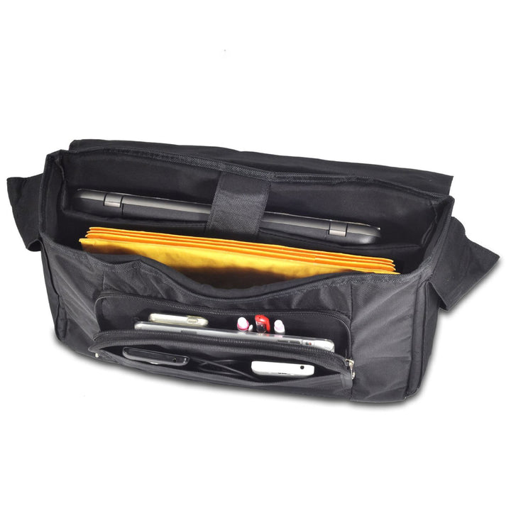 Laptop Padded Shoulder Messenger Bag - Black