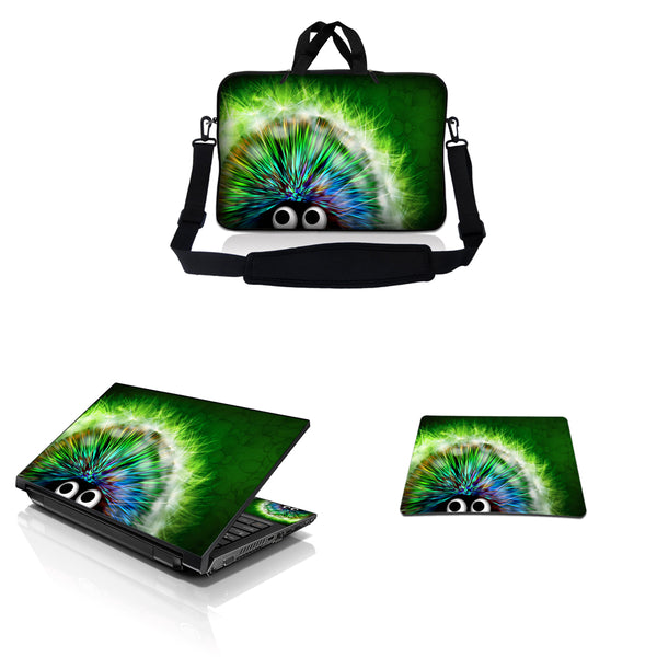 Notebook / Netbook Sleeve Carrying Case w/ Handle & Adjustable Shoulder Strap & Matching Skin & Mouse Pad – Hedgehog