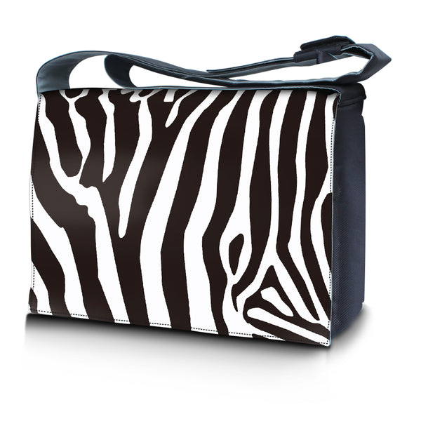 Laptop Padded Compartment Shoulder Messenger Bag Carrying Case – Zebra Print