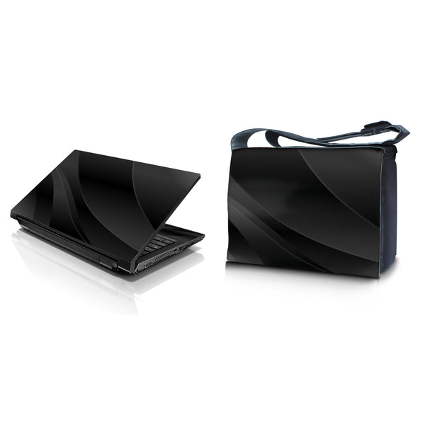 Laptop Padded Compartment Shoulder Messenger Bag Carrying Case & Matching Skin – Twilight Gray Black