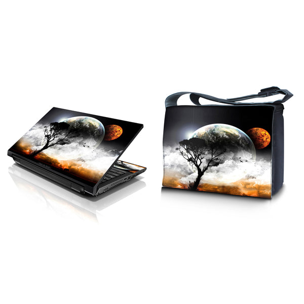 Laptop Padded Compartment Shoulder Messenger Bag Carrying Case & Matching Skin – Earth and Moon Eclipse