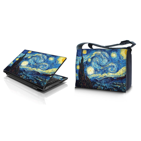 Laptop Padded Compartment Shoulder Messenger Bag Carrying Case & Matching Skin – Starry Night