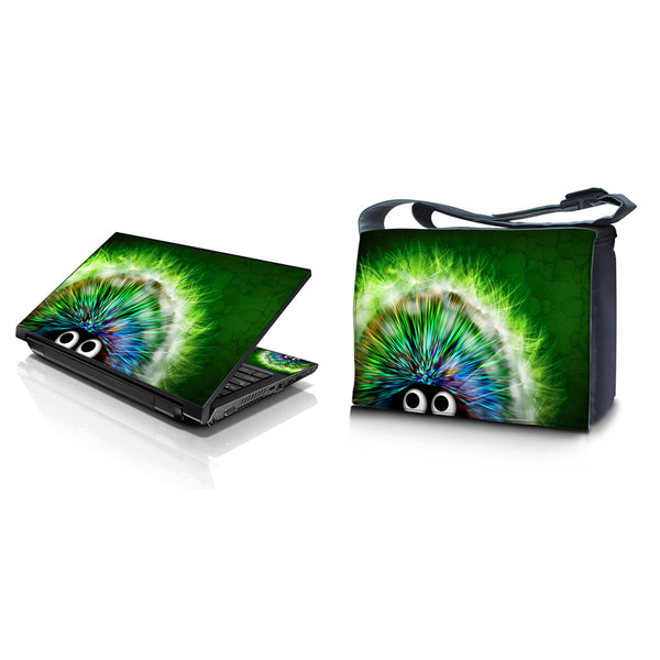 Laptop Padded Compartment Shoulder Messenger Bag Carrying Case & Matching Skin – Hedgehog