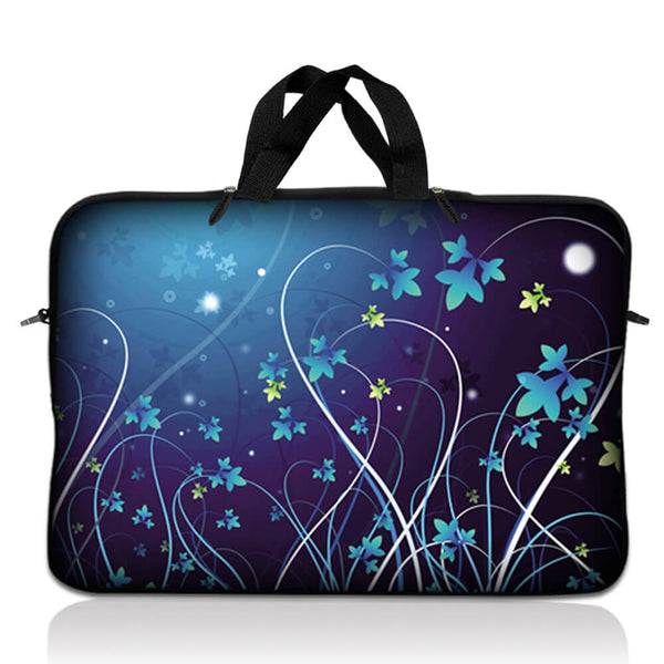 Laptop Notebook Sleeve Carrying Case with Carry Handle – Blue Swirl Mid Summer Night Floral