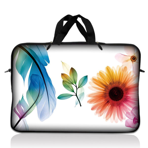 Laptop Notebook Sleeve Carrying Case with Carry Handle – Daisy Flower Leaves Floral