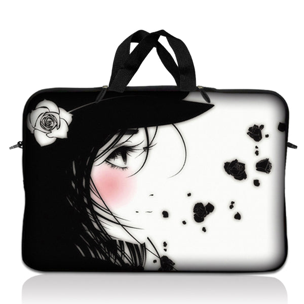 Laptop Notebook Sleeve Carrying Case with Carry Handle – Girl with White Rose