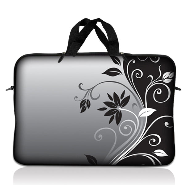 Laptop Notebook Sleeve Carrying Case with Carry Handle – Gray Black Swirl Floral
