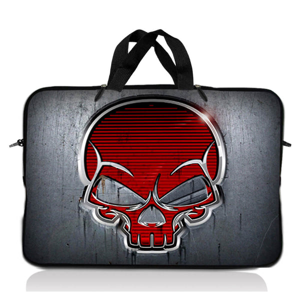 Laptop Notebook Sleeve Carrying Case with Carry Handle – Silver Red Skull