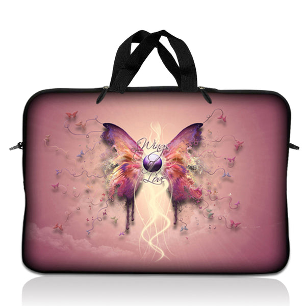 Laptop Notebook Sleeve Carrying Case with Carry Handle – Pink Butterfly Floral