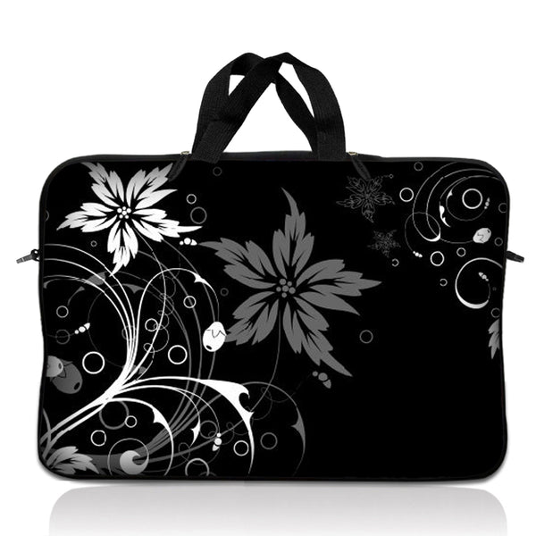 Laptop Notebook Sleeve Carrying Case with Carry Handle – Black and White Floral