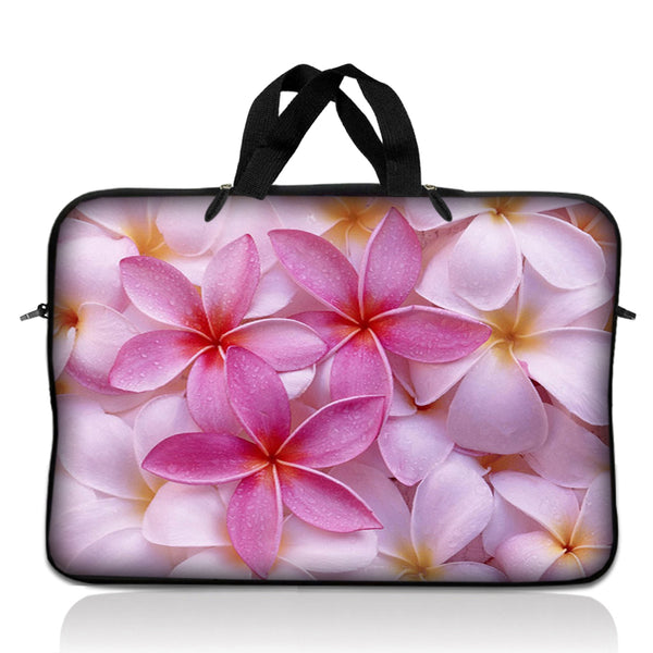 Laptop Notebook Sleeve Carrying Case with Carry Handle – Pink Plumeria Flower