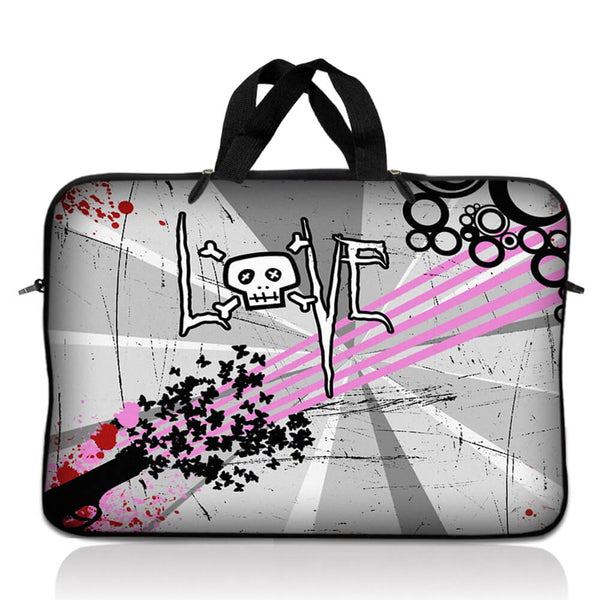 Laptop Notebook Sleeve Carrying Case with Carry Handle – Love Skull Floral