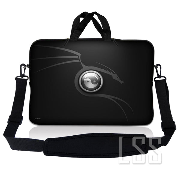 Laptop Notebook Sleeve Carrying Case with Carry Handle and Shoulder Strap - Ying Yang Black