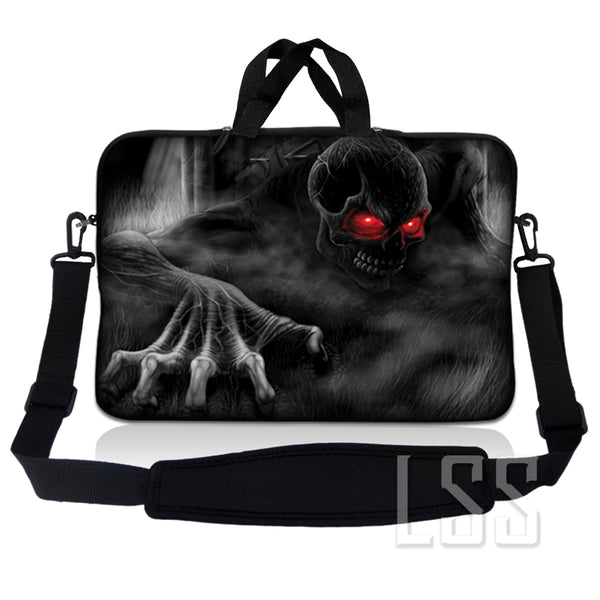Laptop Notebook Sleeve Carrying Case with Carry Handle and Shoulder Strap - Red Eye Dark Ghost Zombie Skull