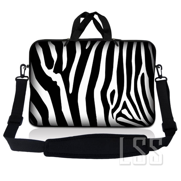Laptop Notebook Sleeve Carrying Case with Carry Handle and Shoulder Strap - Zebra Print