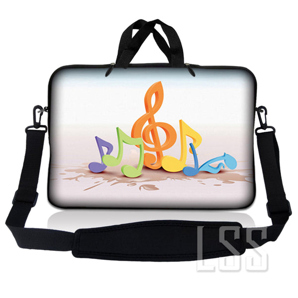 Laptop Notebook Sleeve Carrying Case with Carry Handle and Shoulder Strap - Musical Notes