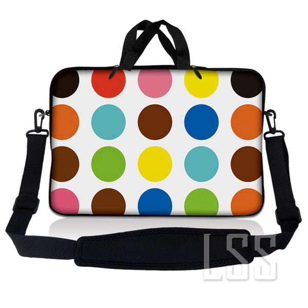 Laptop Notebook Sleeve Carrying Case with Carry Handle and Shoulder Strap - Polka Dots
