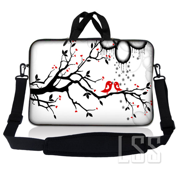 Laptop Notebook Sleeve Carrying Case with Carry Handle and Shoulder Strap - Love Birds