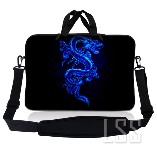 Laptop Notebook Sleeve Carrying Case with Carry Handle and Shoulder Strap - Blue Dragon