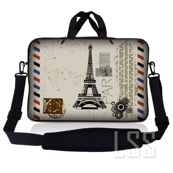 Laptop Notebook Sleeve Carrying Case with Carry Handle and Shoulder Strap - Paris Design