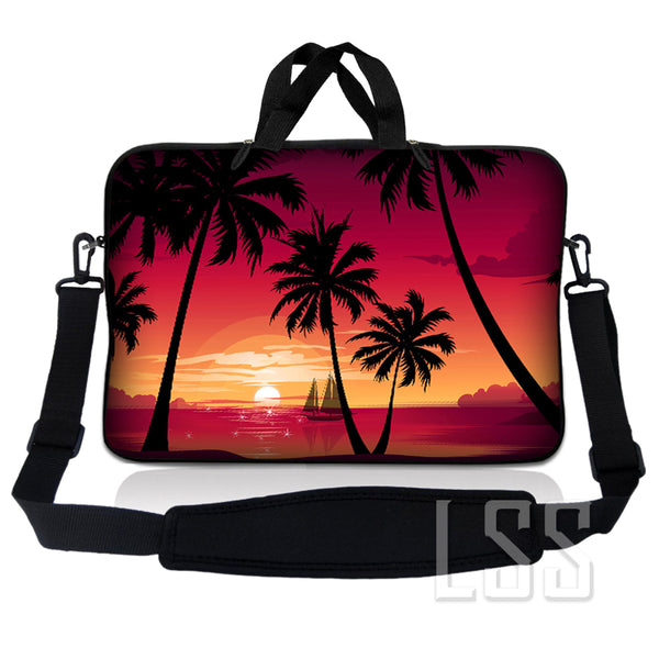 Laptop Notebook Sleeve Carrying Case with Carry Handle and Shoulder Strap - Hawaiian Paradise Palm Tree