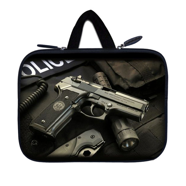 Tablet Sleeve Carrying Case w/ Hidden Handle – Police Gun Weapons