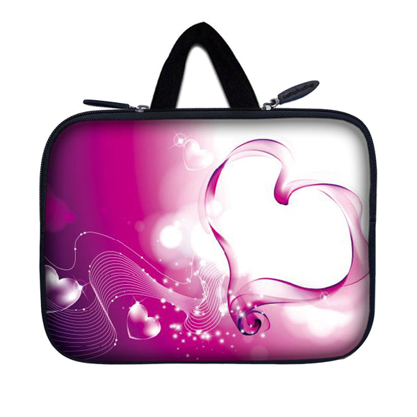 Tablet Sleeve Carrying Case w/ Hidden Handle – Pink Heart