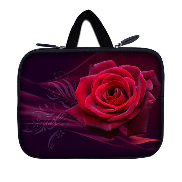 Tablet Sleeve Carrying Case w/ Hidden Handle – Pink Rose Floral Flower