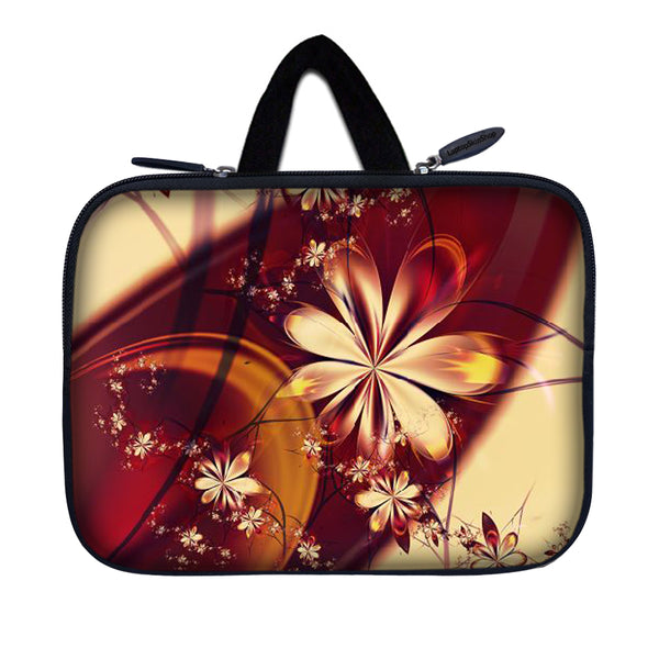 Tablet Sleeve Carrying Case w/ Hidden Handle – Gold Flower Floral