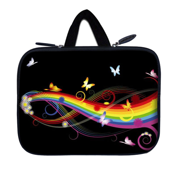 Tablet Sleeve Carrying Case w/ Hidden Handle – Rainbow Butterfly