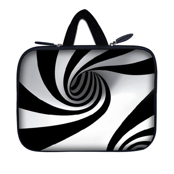 Tablet Sleeve Carrying Case w/ Hidden Handle – Tornado White and Black Swirl