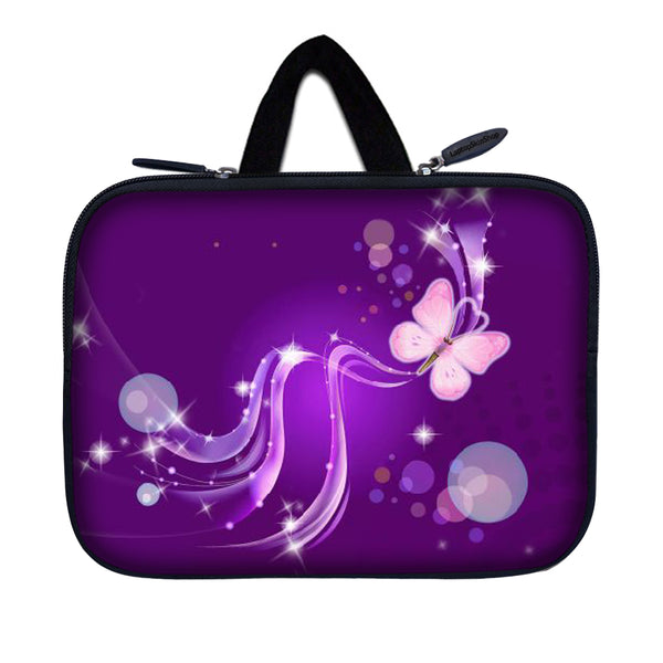 Tablet Sleeve Carrying Case w/ Hidden Handle – Purple Butterfly Floral