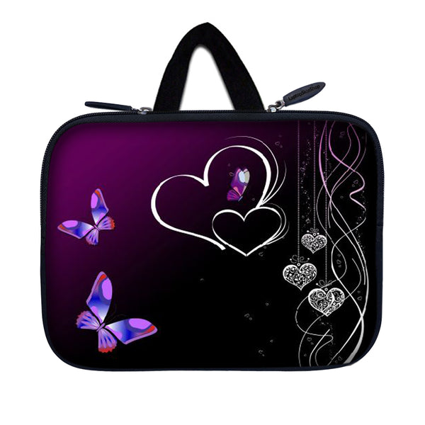 Tablet Sleeve Carrying Case w/ Hidden Handle – Butterfly Heart Floral