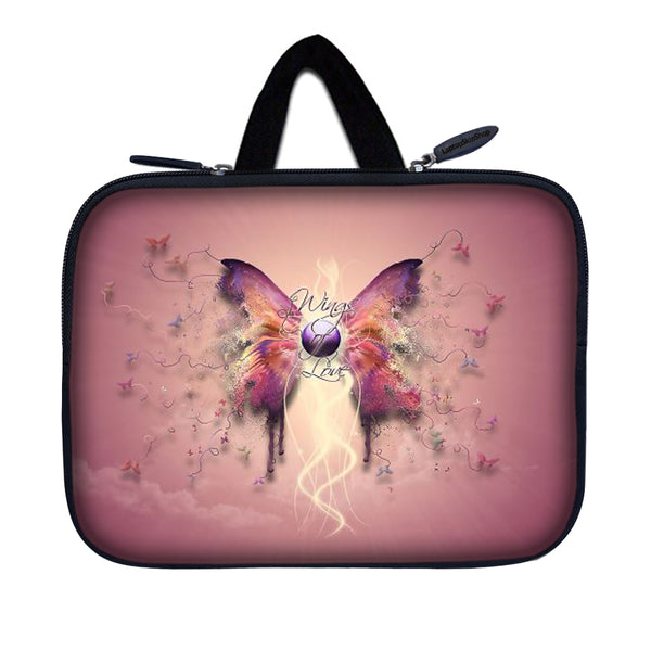 Tablet Sleeve Carrying Case w/ Hidden Handle – Pink Butterfly Floral