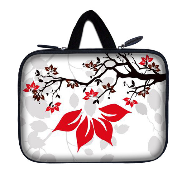Tablet Sleeve Carrying Case w/ Hidden Handle – White Grey Branches Floral