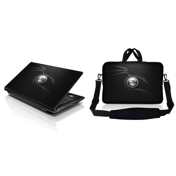 Notebook / Netbook Sleeve Carrying Case w/ Handle & Adjustable Shoulder Strap & Matching Skin – Ying Yang Black