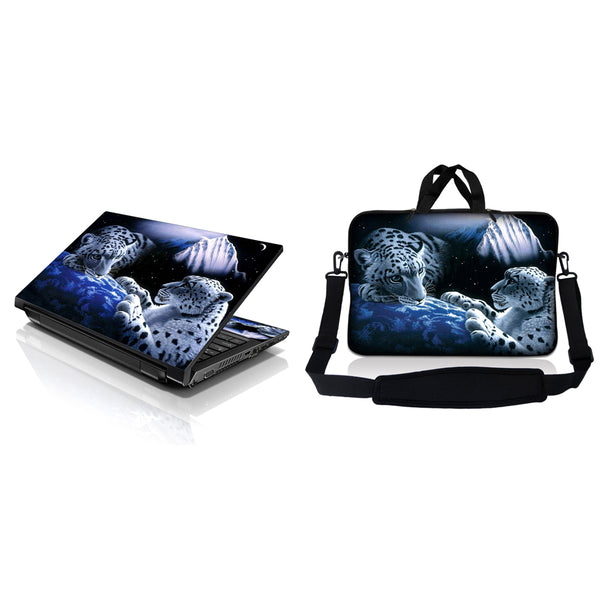 Notebook / Netbook Sleeve Carrying Case w/ Handle & Adjustable Shoulder Strap & Matching Skin – Mountain Lions
