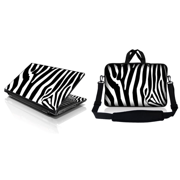Notebook / Netbook Sleeve Carrying Case w/ Handle & Adjustable Shoulder Strap & Matching Skin – Zebra Print