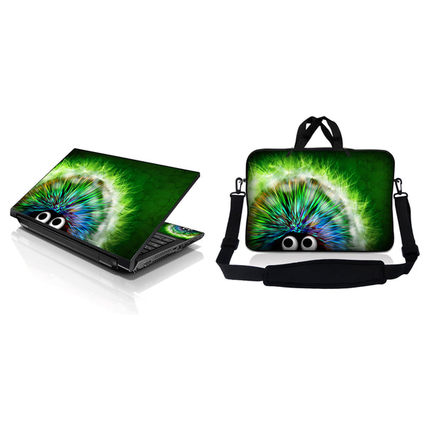 Notebook / Netbook Sleeve Carrying Case w/ Handle & Adjustable Shoulder Strap & Matching Skin – Hedgehog