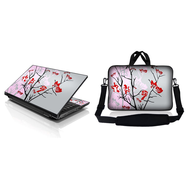 Notebook / Netbook Sleeve Carrying Case w/ Handle & Adjustable Shoulder Strap & Matching Skin – Pink Gray