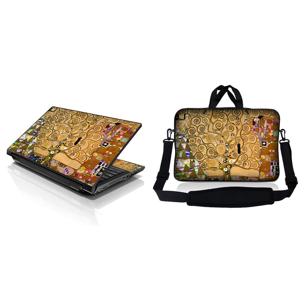 Notebook / Netbook Sleeve Carrying Case w/ Handle & Adjustable Shoulder Strap & Matching Skin – Klimt Tree of Life